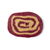 A squared off rectangular rolled brown-red and white bubble bar on a bright background
