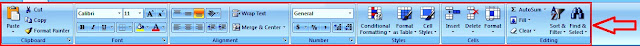 MS Excel Ribbon Menu