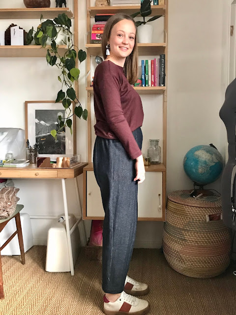 Diary of a Chain Stitcher: Merino Jersey Tessuti Mandy Boat Tee and Wool Herringbone Closet Case Patterns Pietra Pants The Fabric Store