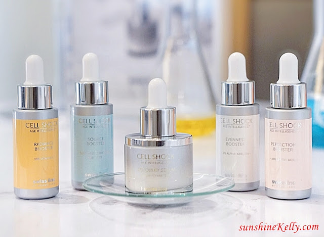 Swissline, Cell Shock Age Intelligence, Recovery Serum, Skin Booster, Radiance Booster, Source Booster, Perfection Booster, Evenness Booster, Beauty, Skincare, Swiss Skincare