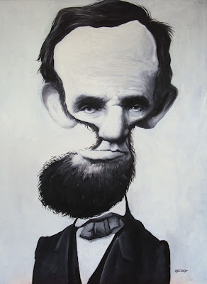 Caricatura Abraham Lincoln em óleo