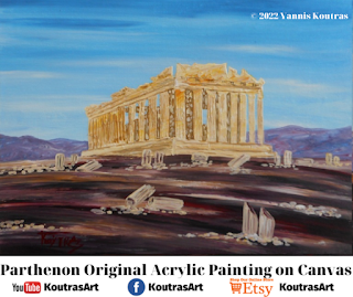 Parthenon Original Acrylic Painting on Canvas by Yannis Koutras (KoutrasArt)