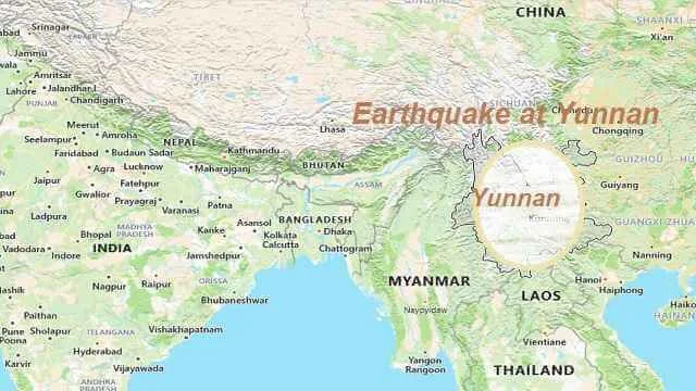 earthquake now, at China नि Yunnan आव बांग्रिं मावग्लुंदों