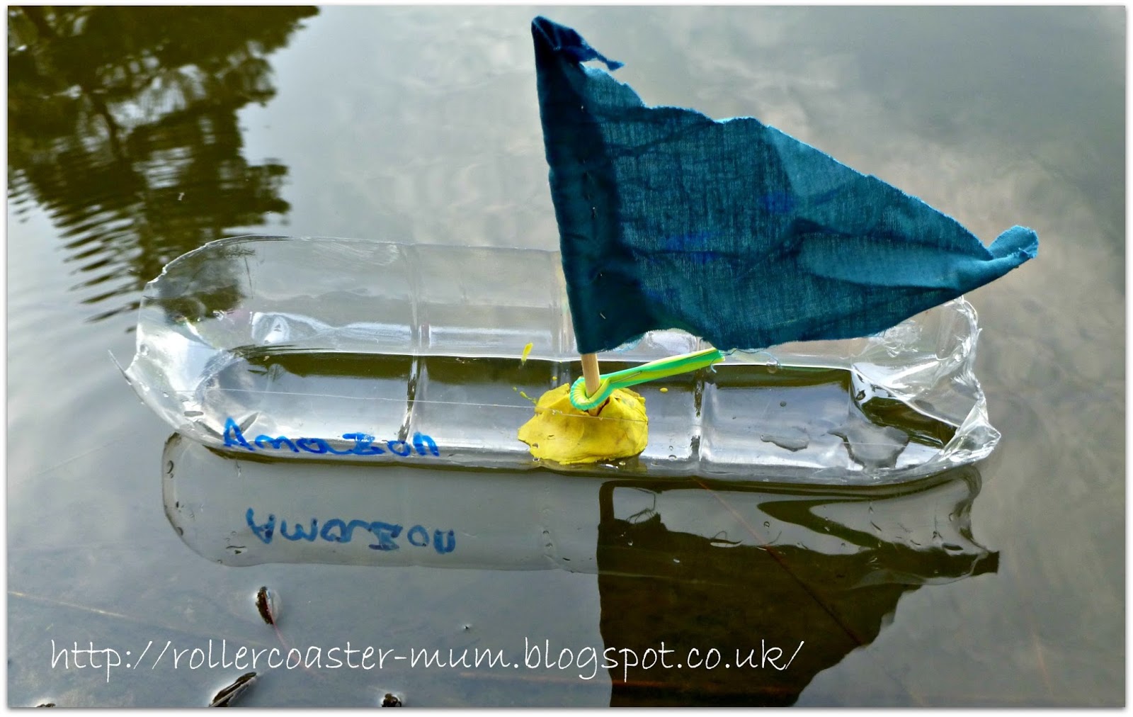 Model boat from plastic bottle