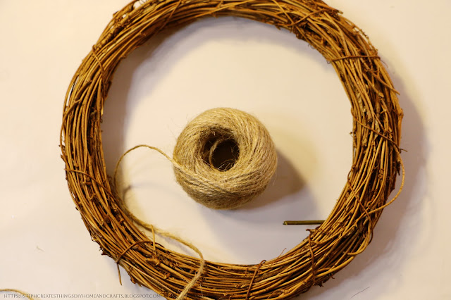 Grapevine wreath with twine