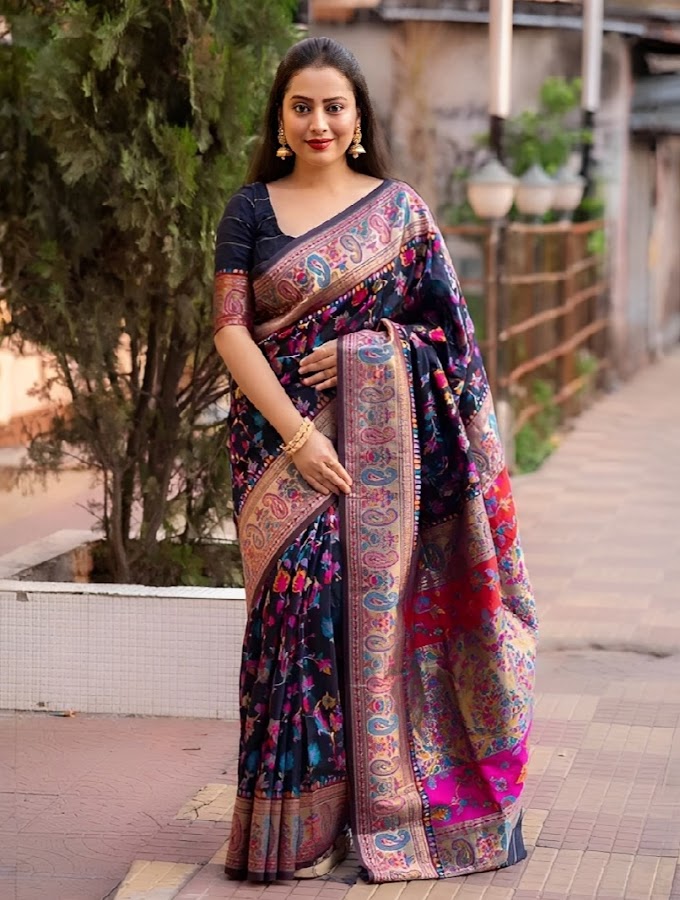 Half silk afsan print saree Tk.560