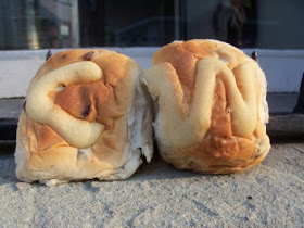 A pair of rejoicing buns we caught at the bun throwing held to celebrate the Royal Wedding of Prince William and Catherine Middleton in 2011