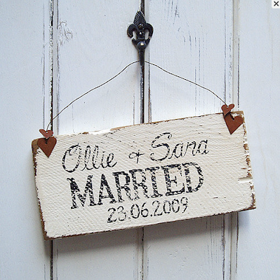 Vintage wedding signs on reclaimed wood