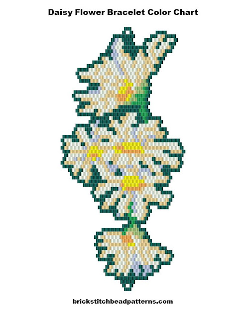 Free Daisy Flower Bracelet Seed Bead Pattern Color Chart