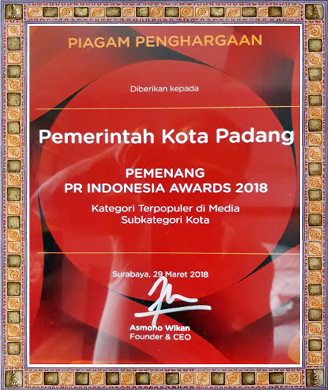 Kota Padang Raih PR Indonesia Awards, Kategori Terpopuler Di Media 