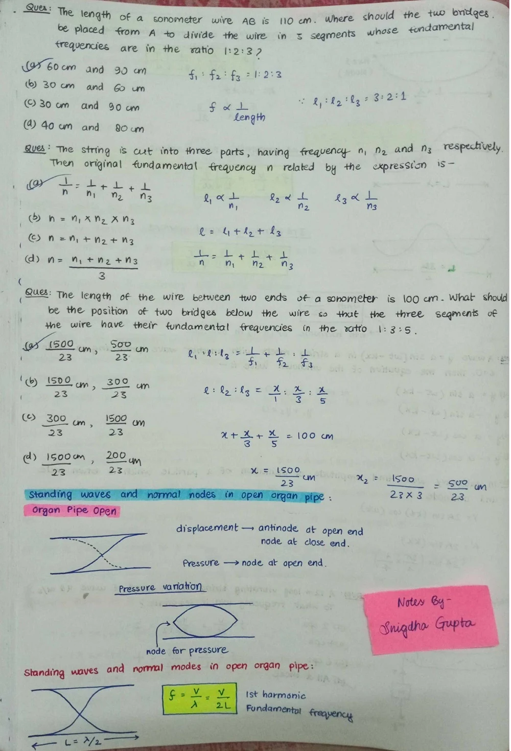 Wave Motion Handwritten Notes Class 11