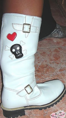 Girl biker boots white