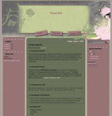 Tired Girl Blogger Template