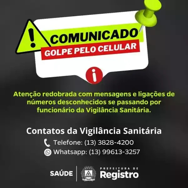 CUIDADO -  Golpistas se passam por funcionário da Prefeitura de Registro-SP para invadir WhatsApp