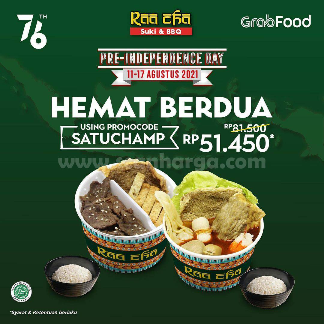 Raa Cha Suki Promo Paket Hemat Berdua - harga cuma Rp.51.450 via Grabfood