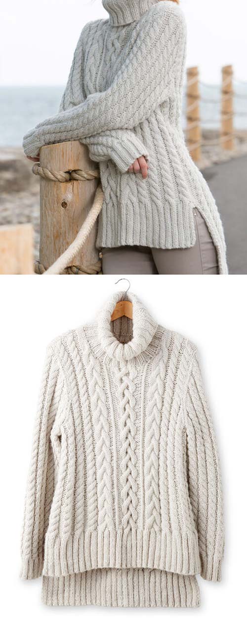 Split Hem Cable Pullover - Free Pattern 