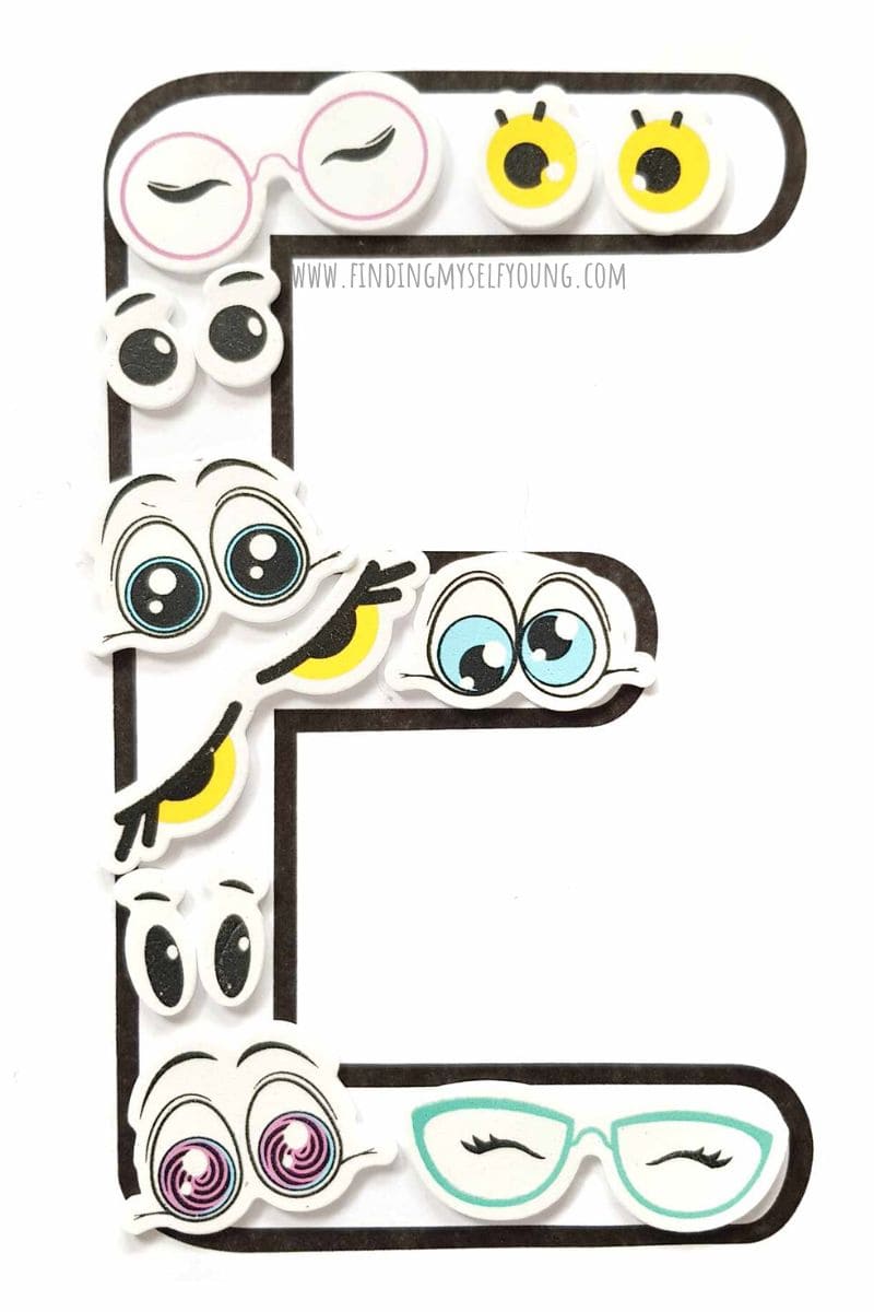 E is for eyeballs craft up close.