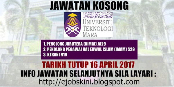 Jawatan Kosong Terkini di UiTM - 16 April 2017