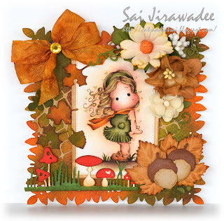 Magnolia Tilda in the Wind Autumn Card