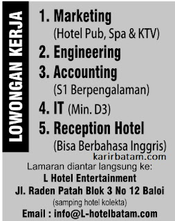 Lowongan Kerja L Hotel Entertainment