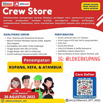Lowongan Kerja Alfamart NTT Sebagai Crew Store (Kupang, Kefa & Atambua)