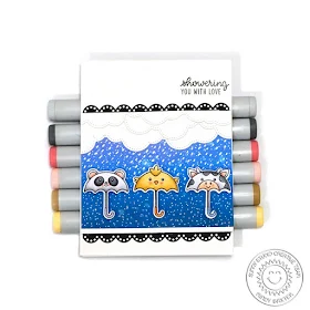 Sunny Studio Stamps: Spring Showers Eyelet Lace Border Dies Fluffy Clouds Border Dies Everyday Card by Mindy Baxter