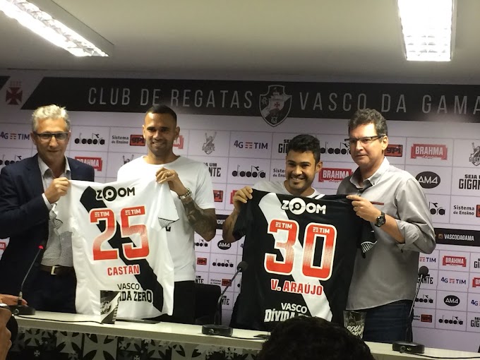 Vasco apresenta zagueiro Leandro Castan e o atacante Vinícius Araújo