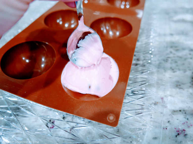 filling hot chocolate bomb mold