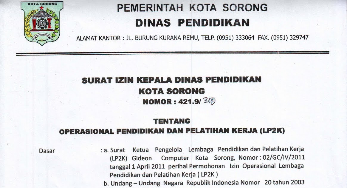 Gideon Komputer: Ijin Penyelenggaraan Kursus Komputer Dari 