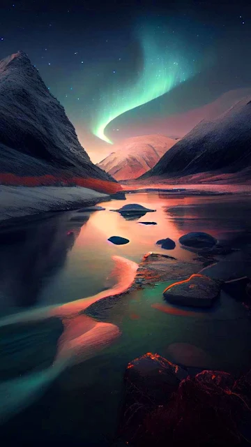 Northern Lights Water Reflection iPhone Wallpaper