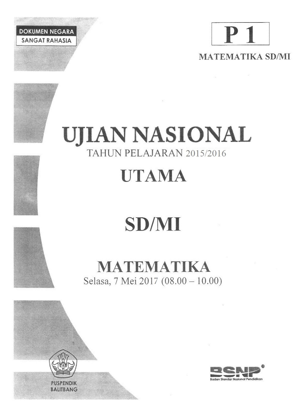 Latihan Soal US SD 2017 Bahasa Indonesia, Matematika, dan IPA  Info Kepegawaian