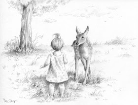 05-The-girl-and-the-deer-Pencil-Drawings-Pina-Muscas-www-designstack-co