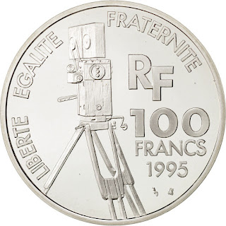 France 100 Francs Silver Coin 1995 100th Anniversary of Cinema