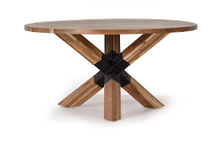 Mesa rustica redonda industrial forja madera