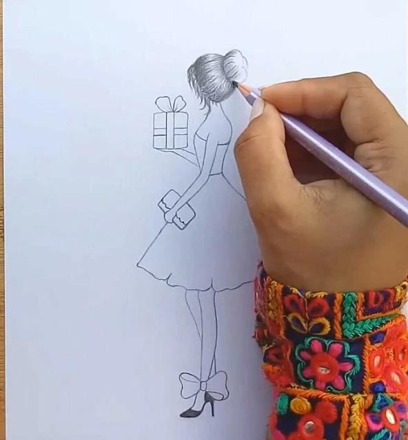 رسم فتاة جميلة بالرصاص