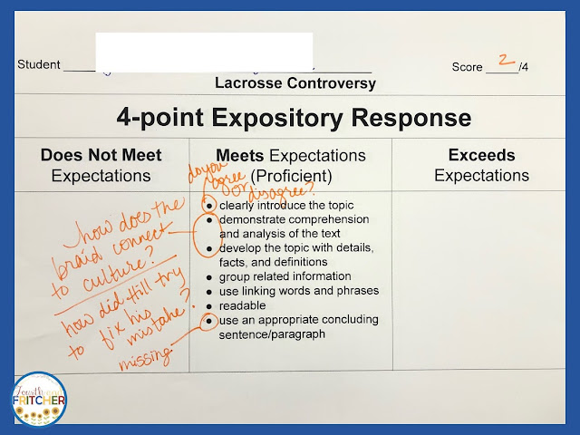 4 point expository single point rubric