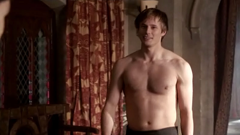 Bradley James Shirtless in Merlin Season 3