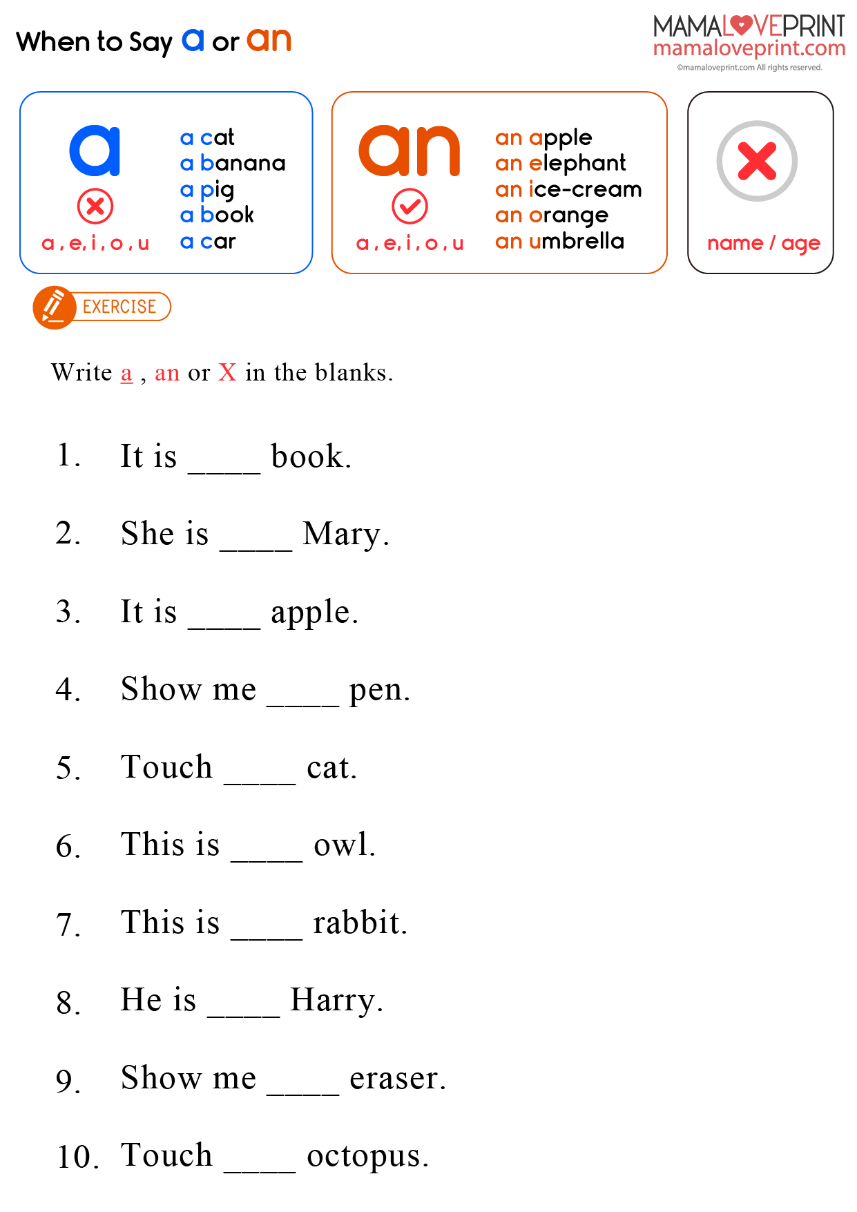 mamaloveprint grade 1 english worksheets basic grammar articles level 2 a an x pdf free download