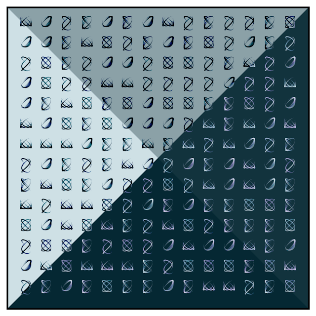 Little shapes matrix. Generative art made with programming code.