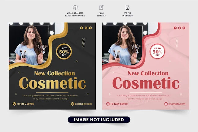 Cosmetic sale template vector for women free download