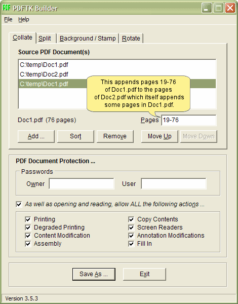 PDFTK Builder per manipolare PDF su chiave USB