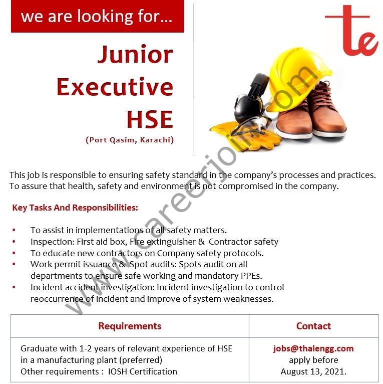 Thal Engineering Jobs Junior Executive HSE