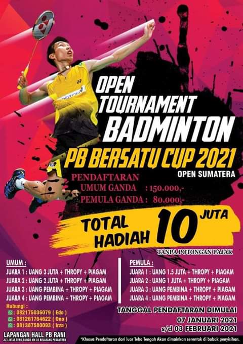 OPEN TOURNAMENT BADMINTON  PB BERSATU CUP 2021