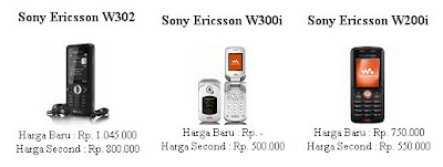 Harga handphone sony ericsson mei 2010