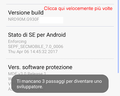 Attivare modalità sviluppatore Android 7