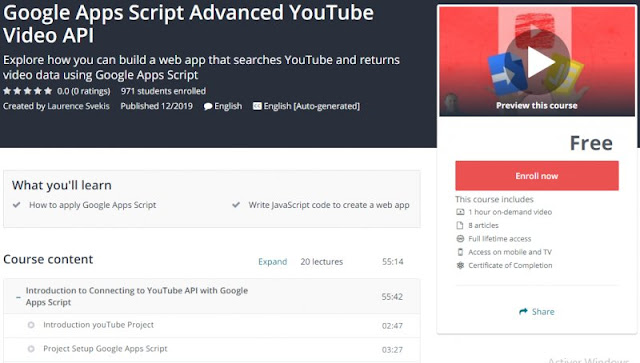 [100% Free] Google Apps Script Advanced YouTube Video API