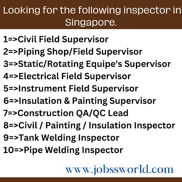 Looking for the following inspector in Singapore.