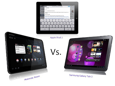 Apple iPad 2 Vs Motorola Xoom Vs Samsung Galaxy Tab - Review of Features