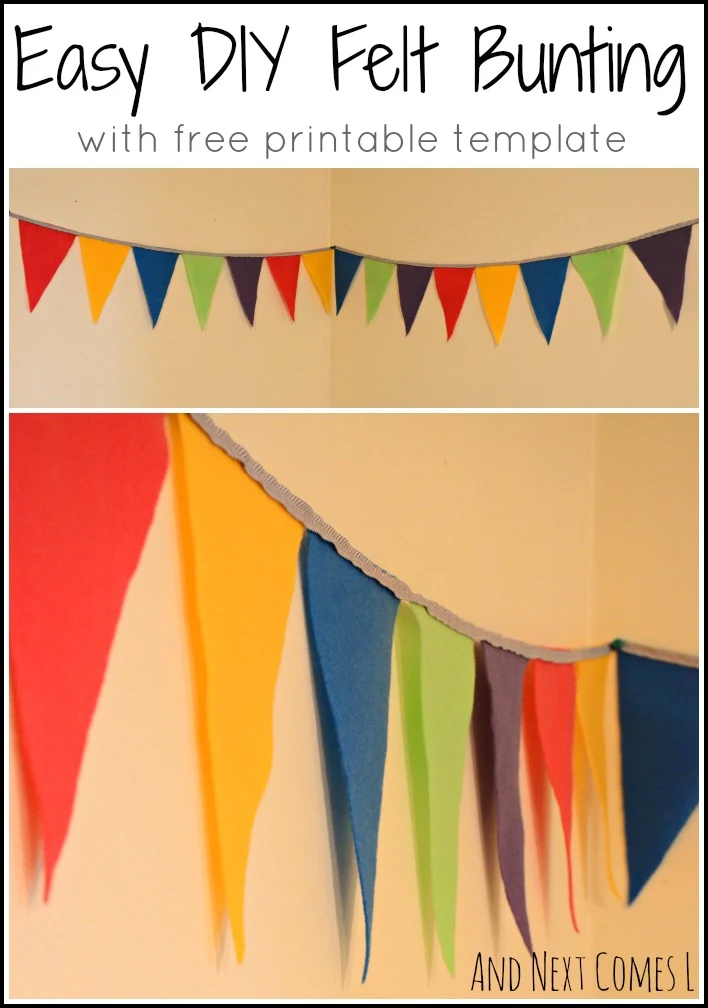 Easy DIY felt bunting with free printable template from And Next Comes L