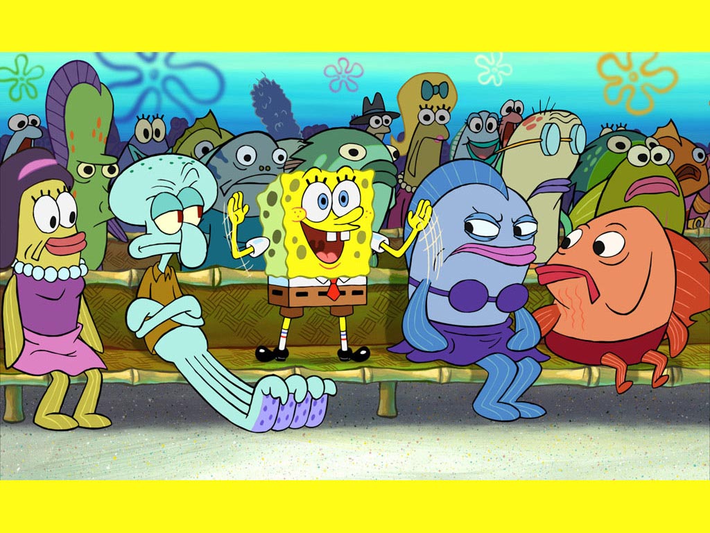 Funny Spongebob Cartoon Graphix On Myspac Layout [spongebob_wallpaper_crowd.jpg]